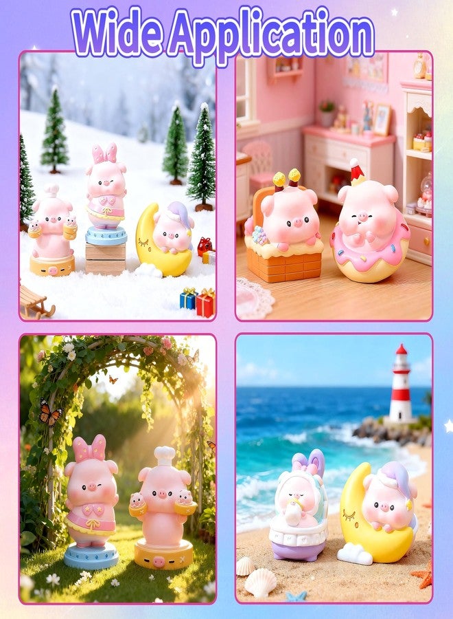 EVDERS 1Pcs Piggy Blind Box Figures - Cartoon Pig Series Blind Boxes Mystery Box Cute Resin Animal Collectible Figurines for Home Desktop Decorations Fairy Garden (Single Box) - Image 5